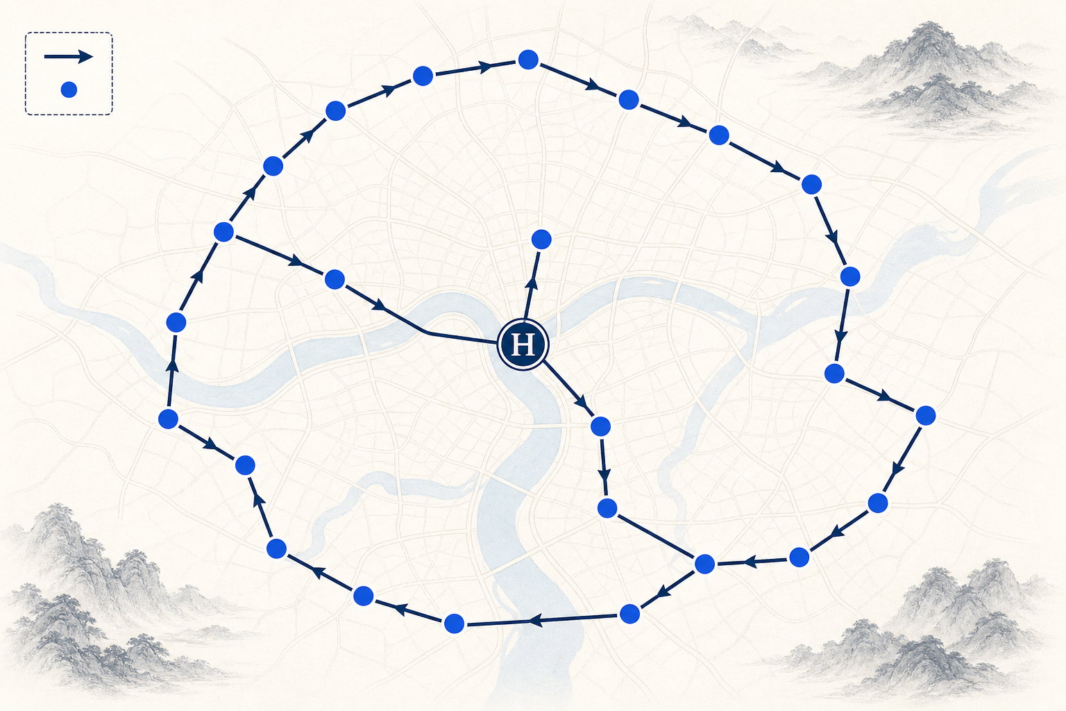 生成图:问题一最短路线